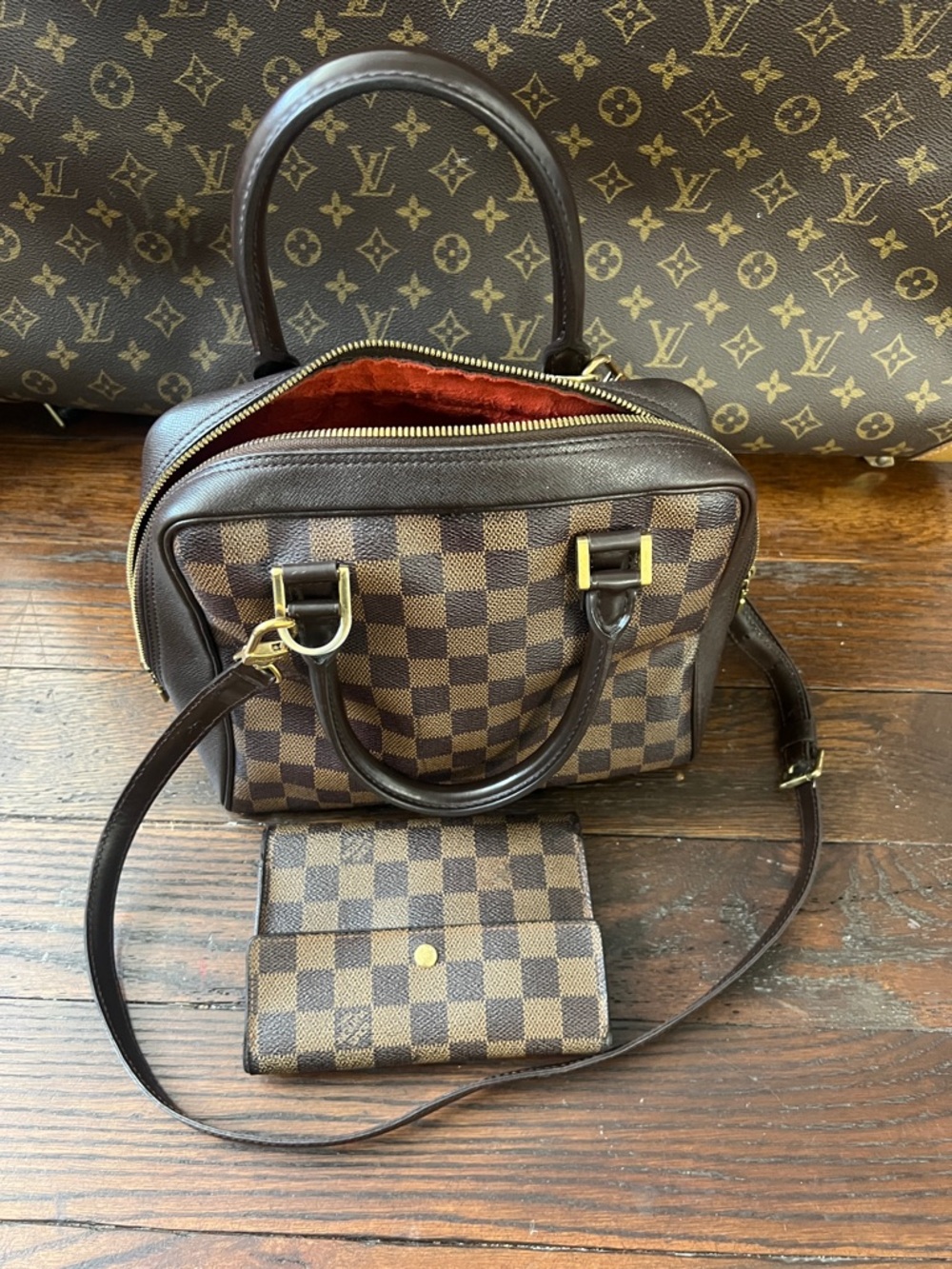 Louis Vuitton Damier Ebene Satchel with Matching Wallet - Brown - Picture 9 of 10